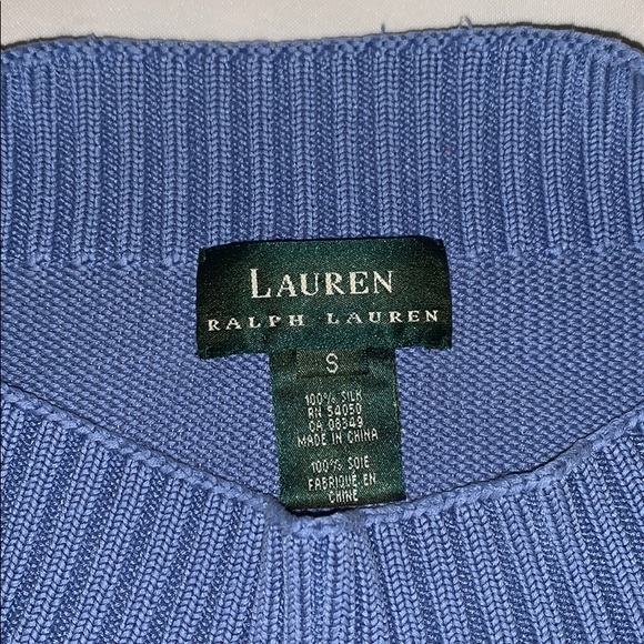 Lauren RL blue boat neck silk sweater small - Picture 2 of 6